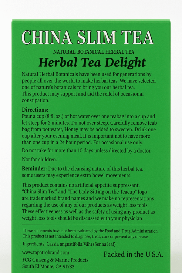 China Slim Tea Extra Strength 72 Tea Bags - Image 3